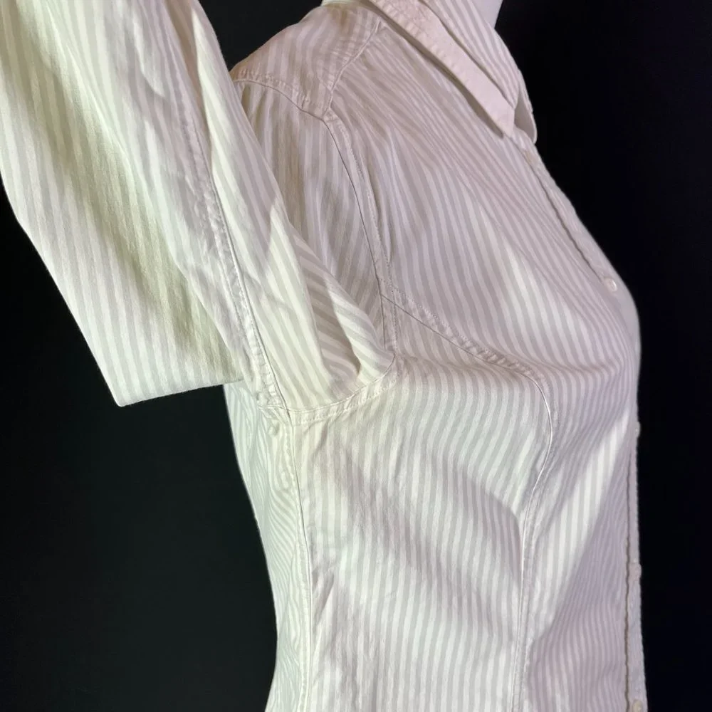Dolce & Gabbana Size 48 Grey Striped Long Sleeve Button-Up Shirt Stretchy *Flaw - Picture 9 of 15